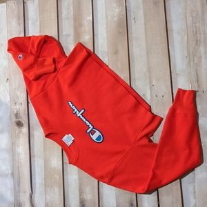CHAMPION RED CROPPED SWEATSHIRT, THICK, SIZE SMALL